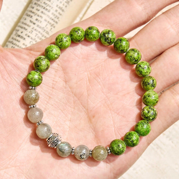Olivenorma "​​Speckled Shine​​" Jade & Labradorite Growth Bracelet - image 3