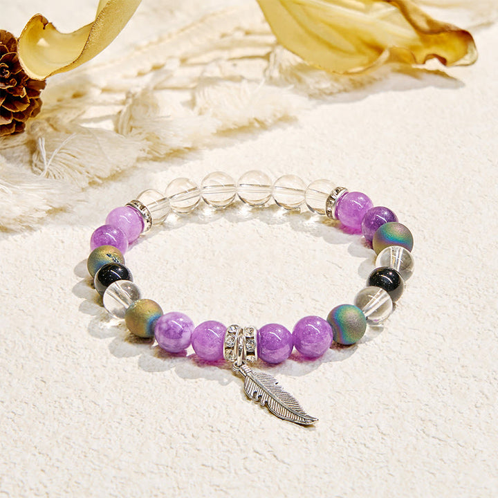 Olivenorma "Earth Song" Feather Charm Cleansing Bracelet - Natural Stone - image 1