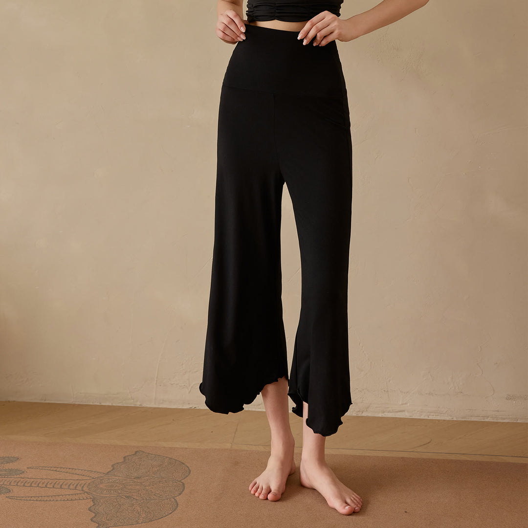 Olivenorma Plain Color Stretchy Cropped Lycra Fabric Flare Women's Yoga Pants - image 5
