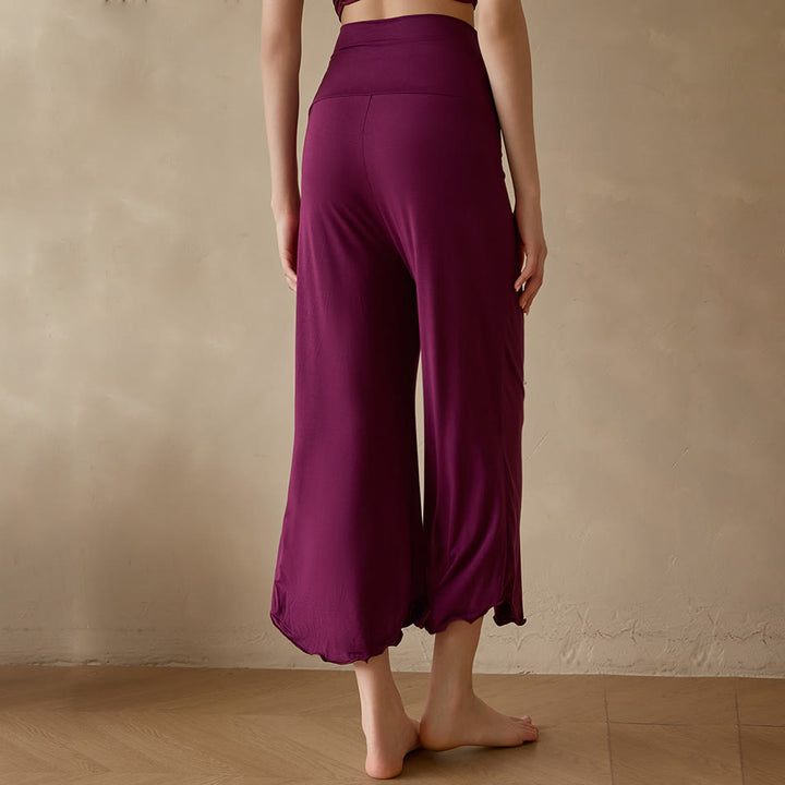 Olivenorma Plain Color Stretchy Cropped Lycra Fabric Flare Women's Yoga Pants - image 8