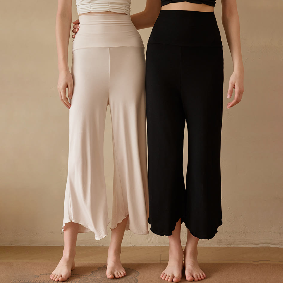 Olivenorma Plain Color Stretchy Cropped Lycra Fabric Flare Women's Yoga Pants - image 0