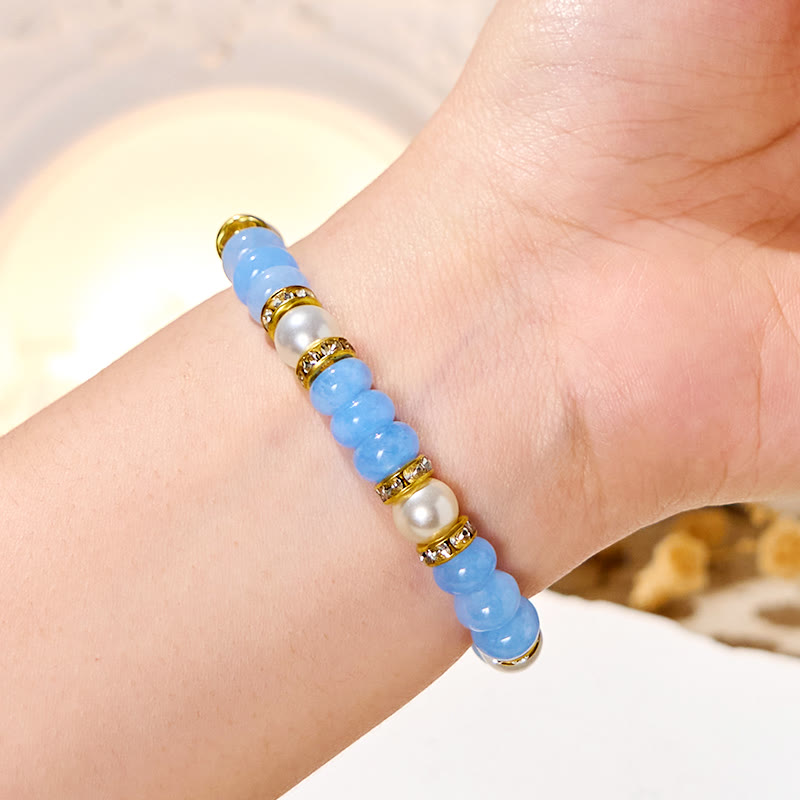 Olivenorma "​​Ocean Calm" Aquamarine & Pearl Inner-Peace Bracelet - image 2
