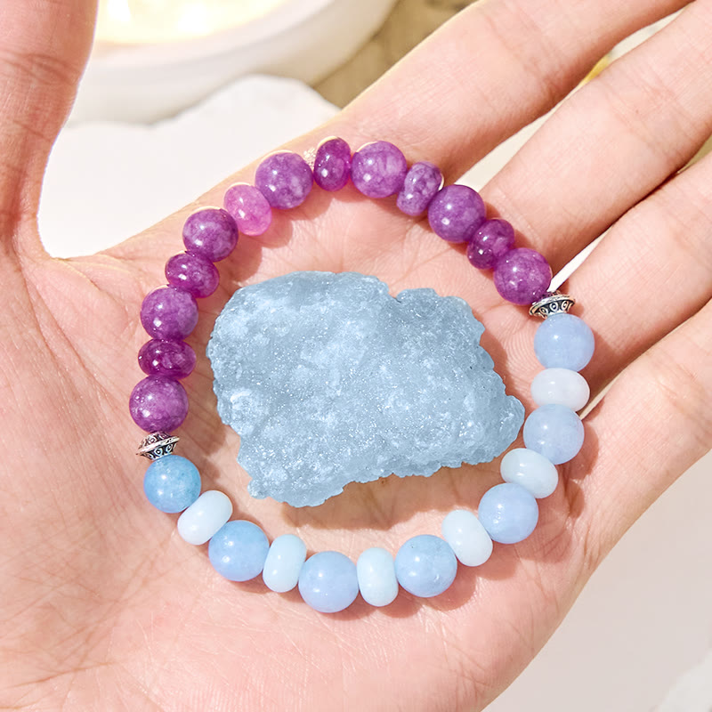 Olivenorma "​​Luna Mist" Aquamarine & Amethyst Emotional Balance Bracelet - image 2