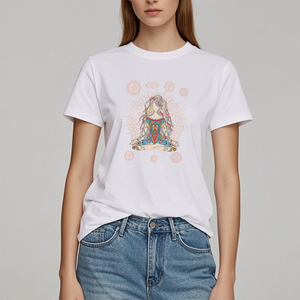 Olivenorma Meditating Goddess Cotton T-Shirt - image 1