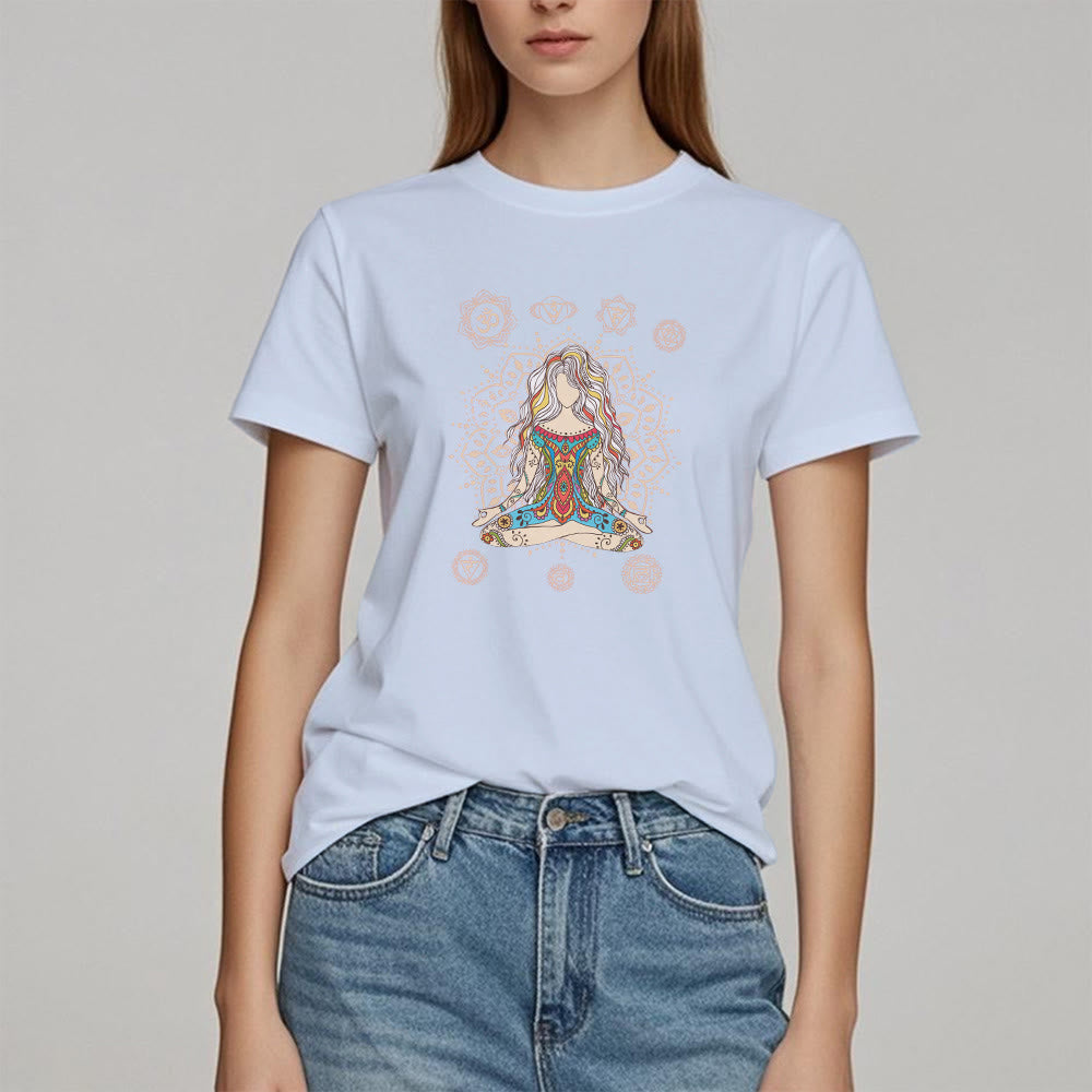 Olivenorma Meditating Goddess Cotton T-Shirt - image 15