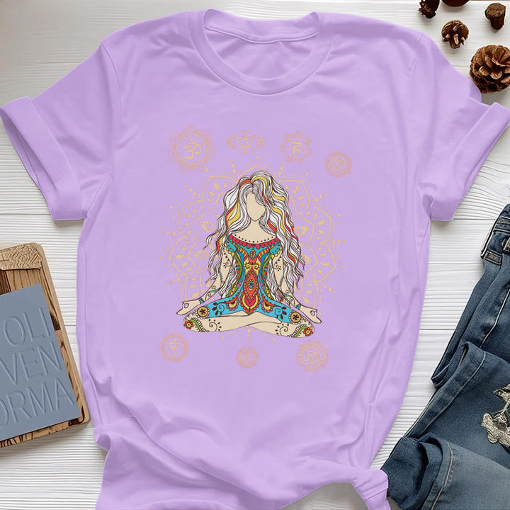 Olivenorma Meditating Goddess Cotton T-Shirt - Purple - 2XL - image 12