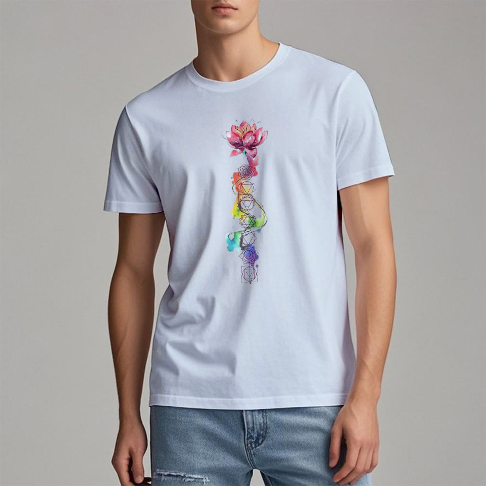 Olivenorma Lotus Chakra Energy Watercolor Print T-Shirt - image 15