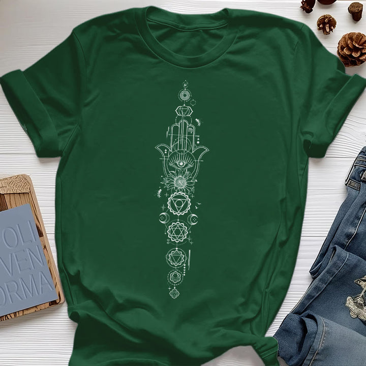 Olivenorma Hamsa Evil Eye Chakra Protection Meditation T-Shirt - Dark Green - 2XL - image 23