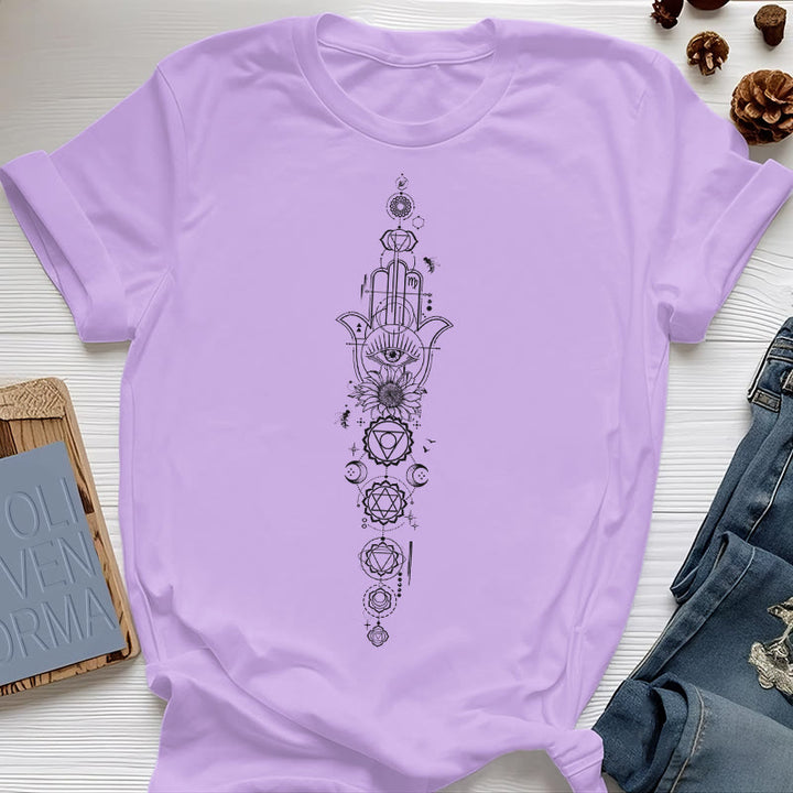 Olivenorma Hamsa Evil Eye Chakra Protection Meditation T-Shirt - Purple - 2XL - image 16