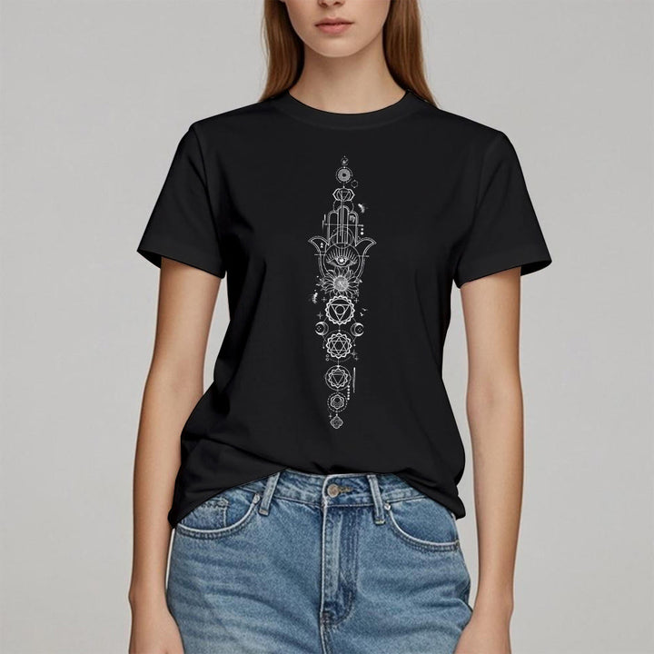 Olivenorma Hamsa Evil Eye Chakra Protection Meditation T-Shirt - image 9