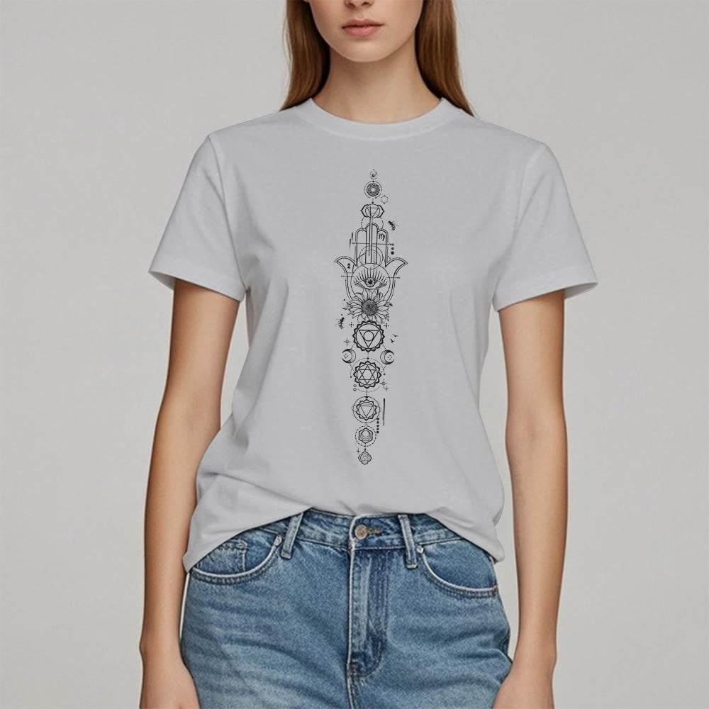 Olivenorma Hamsa Evil Eye Chakra Protection Meditation T-Shirt - image 1