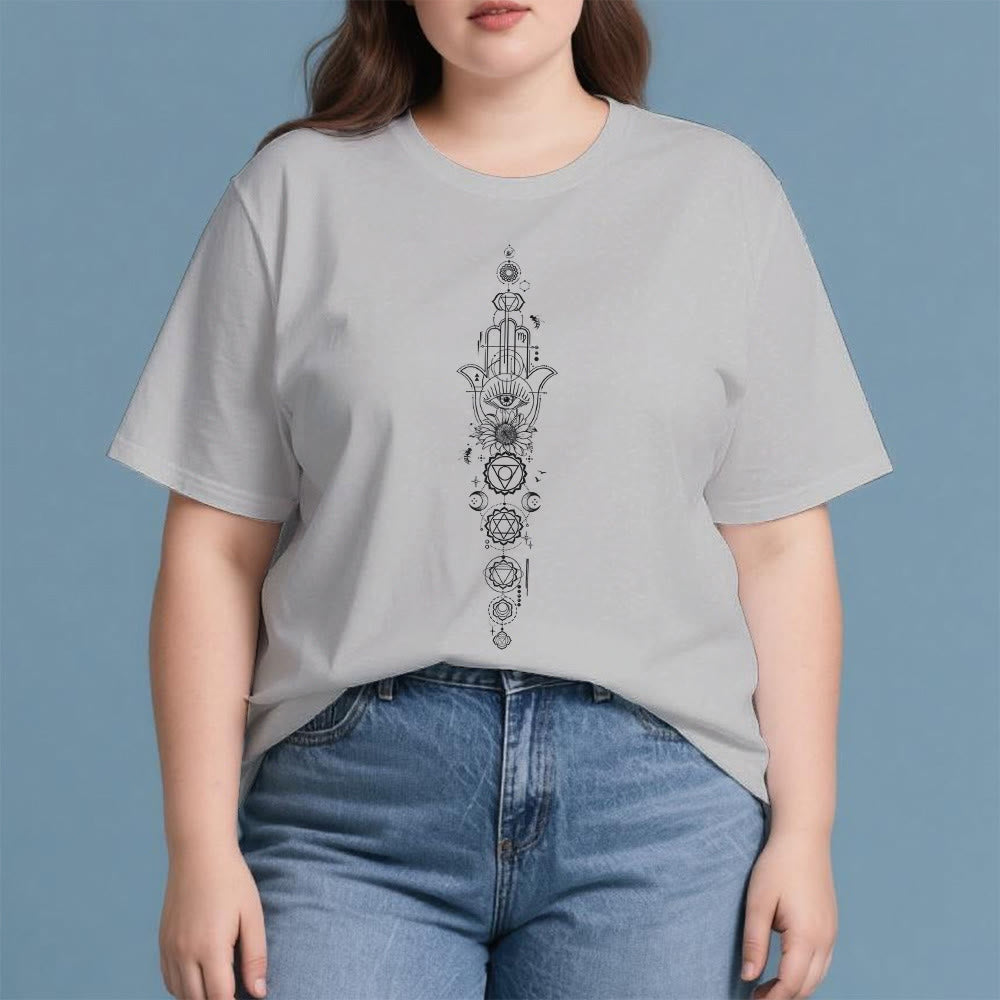 Olivenorma Hamsa Evil Eye Chakra Protection Meditation T-Shirt - image 2