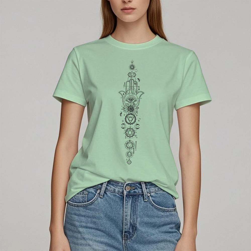 Olivenorma Hamsa Evil Eye Chakra Protection Meditation T-Shirt - image 22