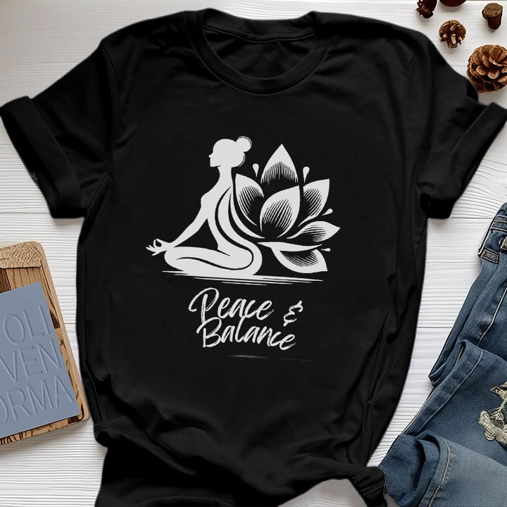 Olivenorma Peace & Balance Yoga Meditation Women T-Shirt - Black - 2XL - image 3