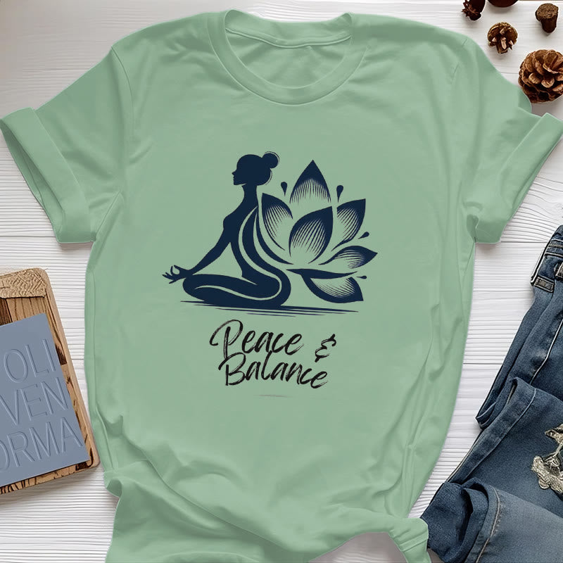 Olivenorma Peace & Balance Yoga Meditation Women T-Shirt - Light Green - 2XL - image 16