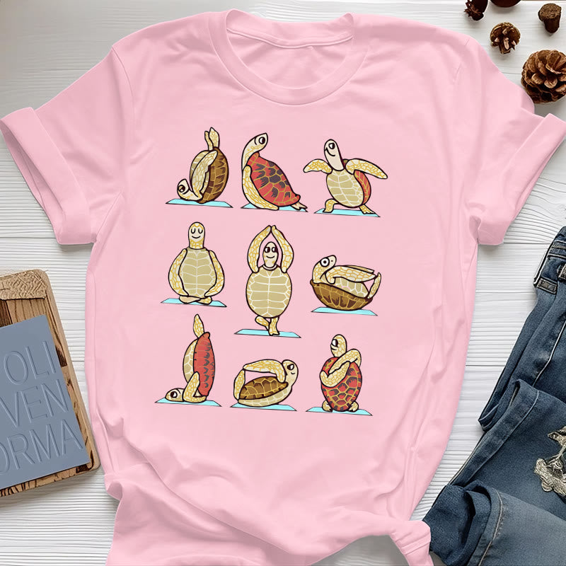 Olivenorma Yoga Turtle T-Shirt - Pink - 2XL - image 16