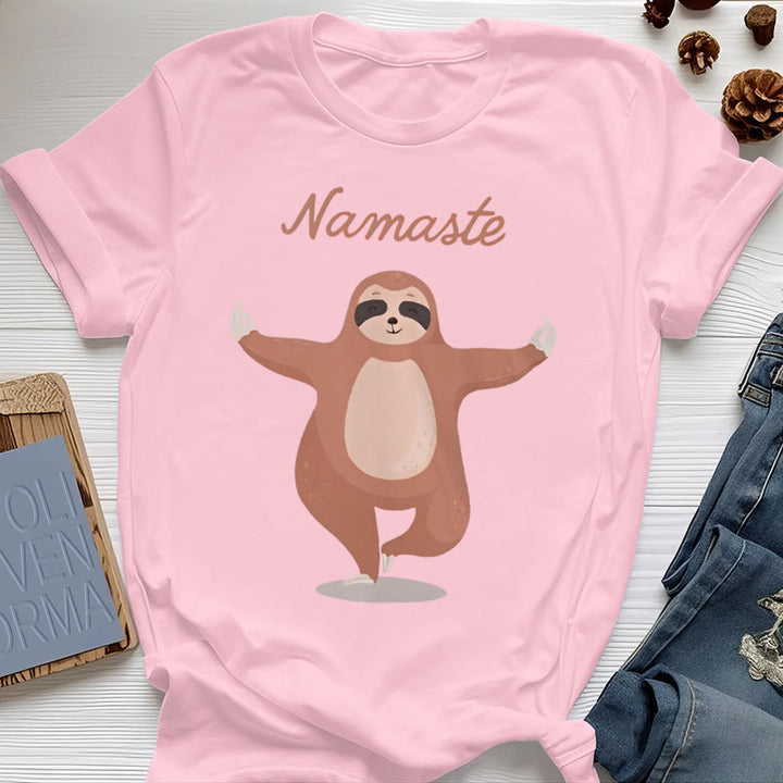 Olivenorma Yoga Sloth Quote Namaste T-Shirt - Pink - 2XL - image 14