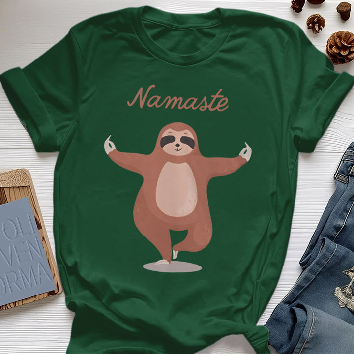 Olivenorma Yoga Sloth Quote Namaste T-Shirt - Dark Green - 2XL - image 20