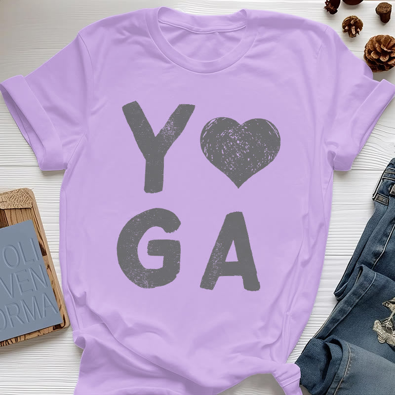 Olivenorma Yoga Heart Print T-Shirt - Purple - 2XL - image 20