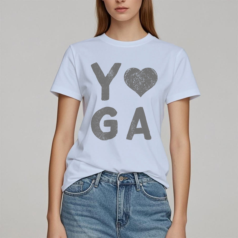 Olivenorma Yoga Heart Print T-Shirt - image 15