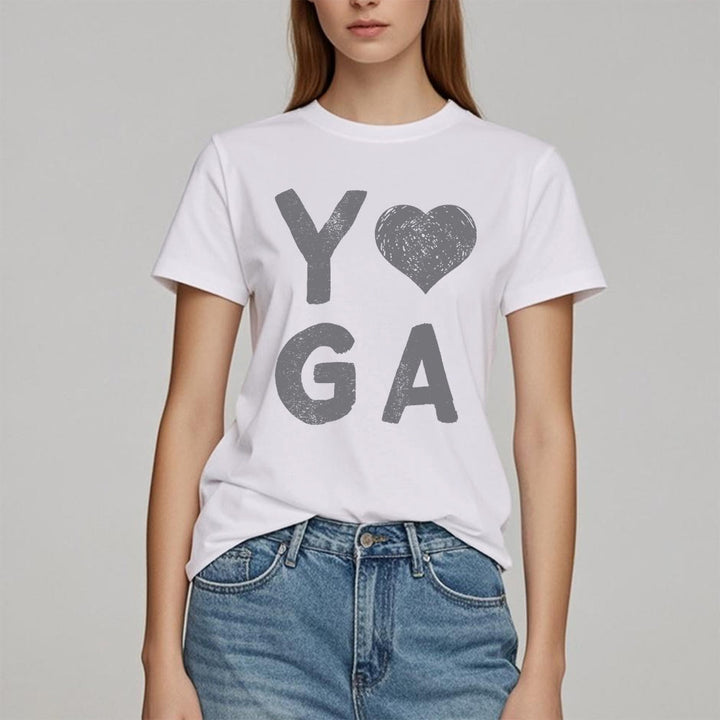Olivenorma Yoga Heart Print T-Shirt - image 1