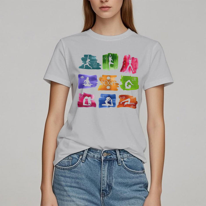 Olivenorma Yoga Poses Colorful Print T-Shirt - image 6