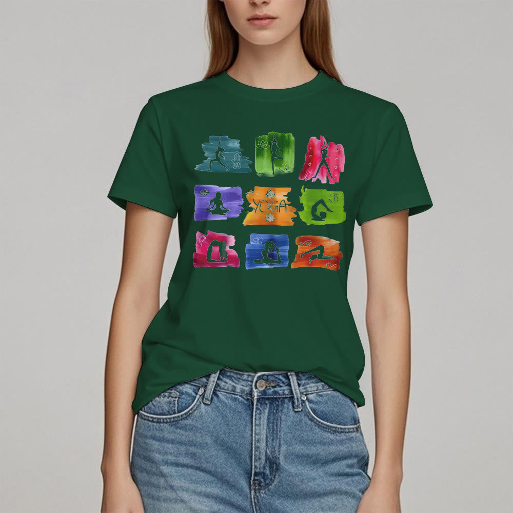 Olivenorma Yoga Poses Colorful Print T-Shirt - image 19