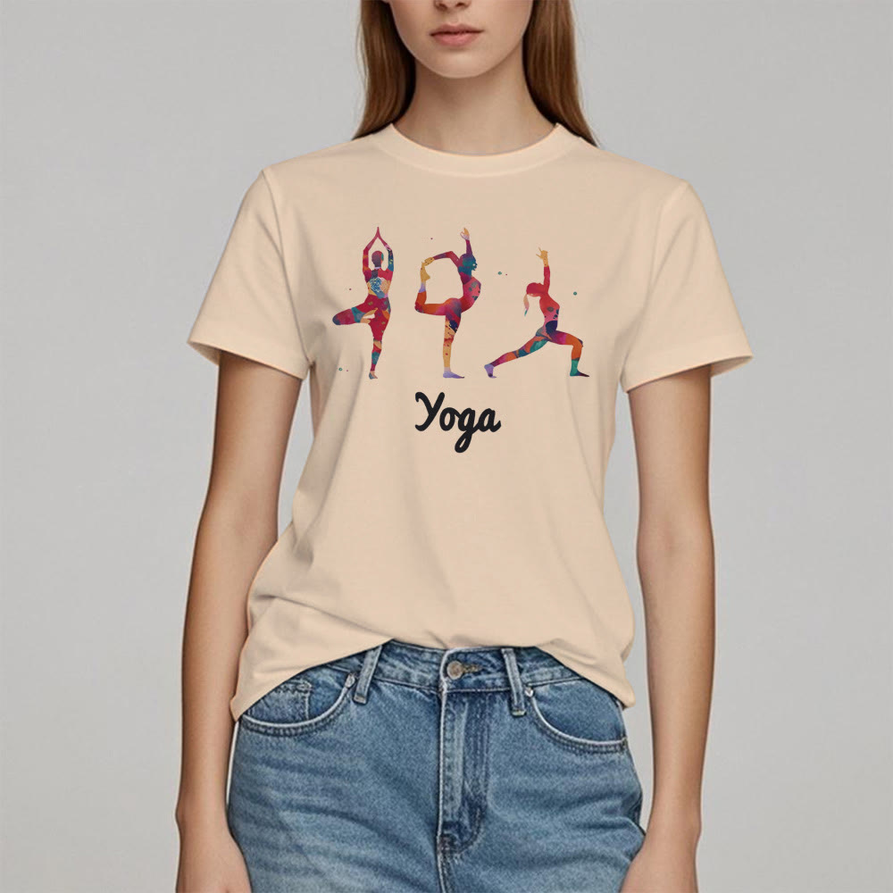 Olivenorma Yoga Poses Colorful Print Women T-Shirt - image 9