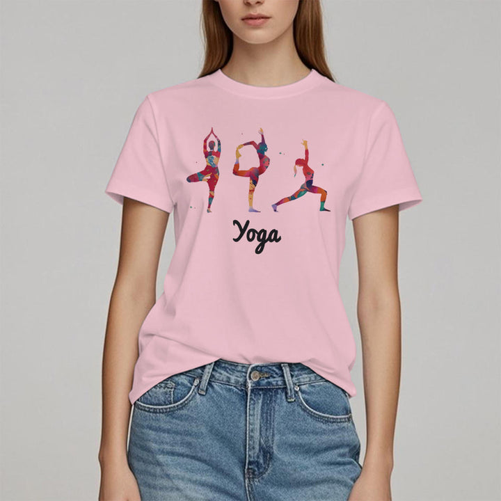 Olivenorma Yoga Poses Colorful Print Women T-Shirt - image 13