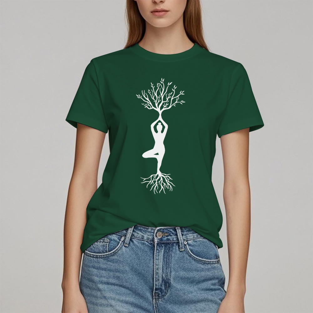 Olivenorma Rooted Yoga Tree Pose T-Shirt - image 1