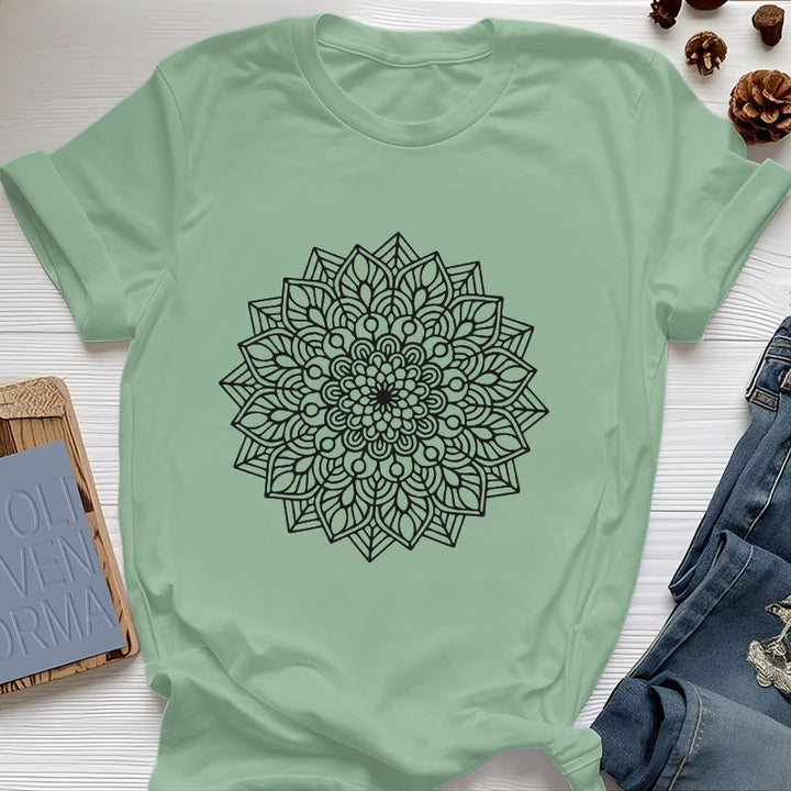 Olivenorma Flower Mandala Lotus T-Shirt - Light Green - 2XL - image 17