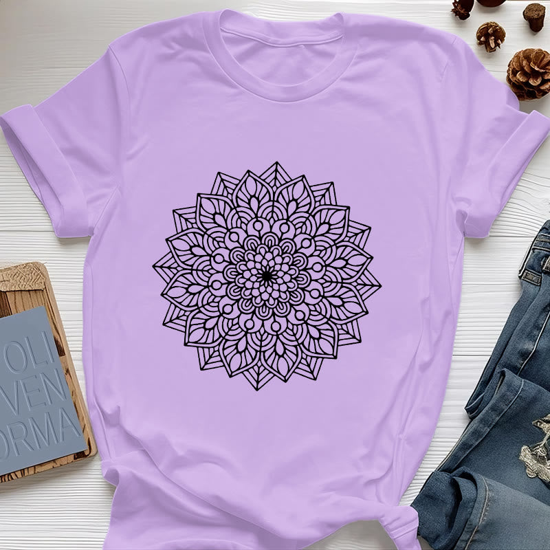 Olivenorma Flower Mandala Lotus T-Shirt - Purple - 2XL - image 15