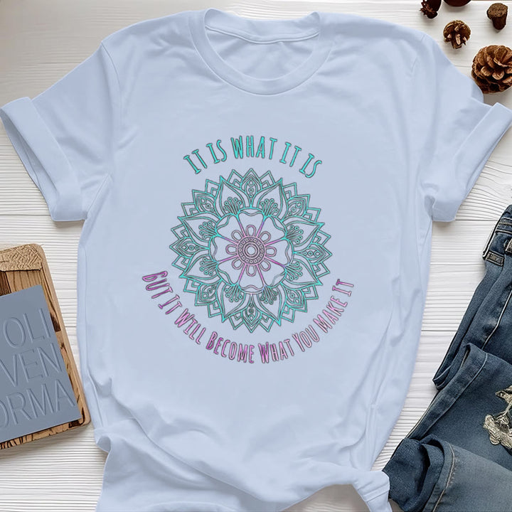 Olivenorma "It Is What It Is Tee" Mandala Quote T-Shirt - Blue - 2XL - image 12