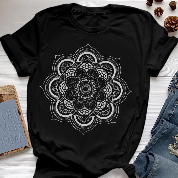 Olivenorma Mandala Lotus T-shirt - Black - 2XL - image 7