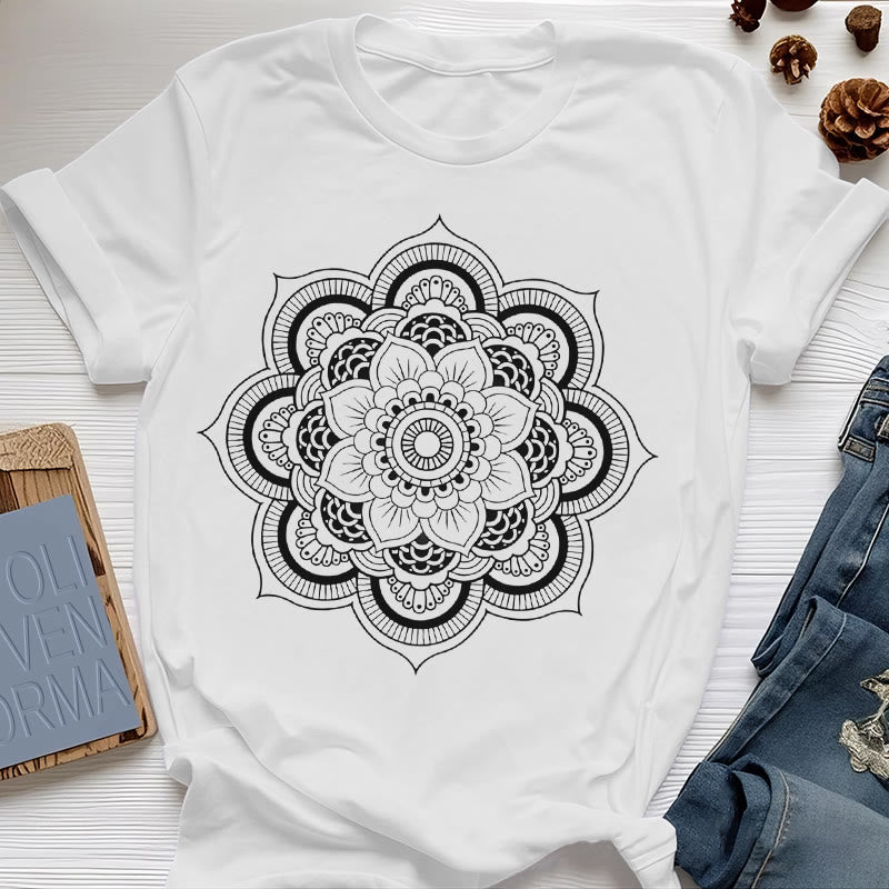 Olivenorma Mandala Lotus T-shirt - White - 2XL - image 0