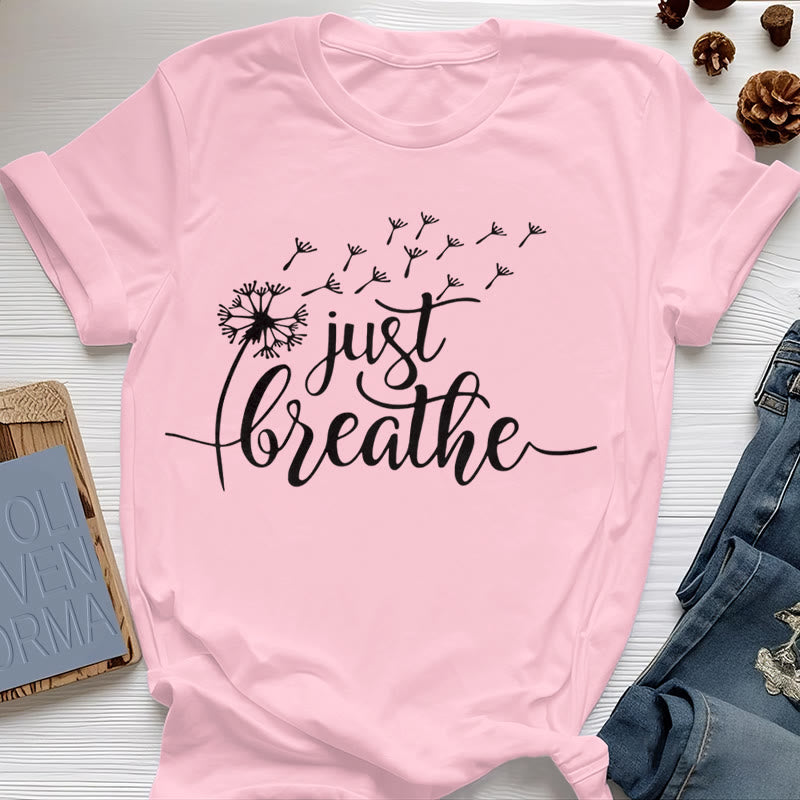 Olivenorma Just Breathe Dandelion T-shirt - Pink - 2XL - image 17