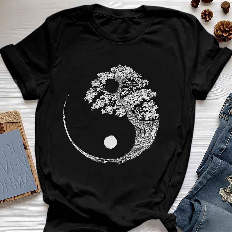 Olivenorma Yin Yang Bonsai Tree T-shirt - Black - 2XL - image 0