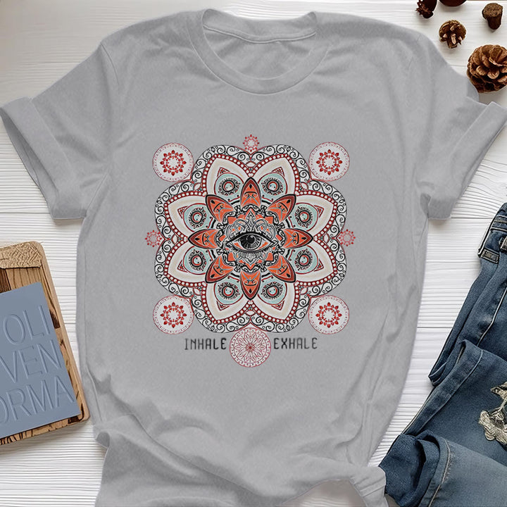 Olivenorma Meditation Evil Eye Slogan Design T-shirt - Gray - 2XL - image 9