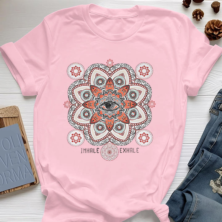 Olivenorma Meditation Evil Eye Slogan Design T-shirt - Pink - 2XL - image 18