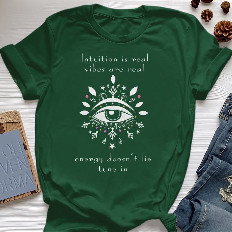 Olivenorma Intuition Evil Eye Design T-shirt - Dark Green - 2XL - image 26