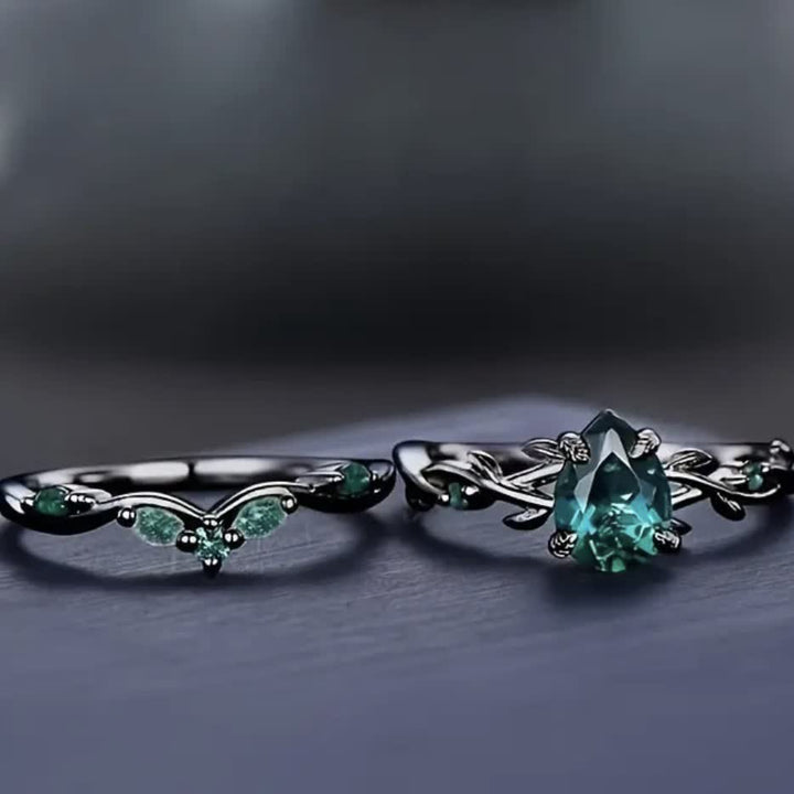 FREE Today:  Lucky Stone Aquamarine Leaf Engagement Ring Set - image 16