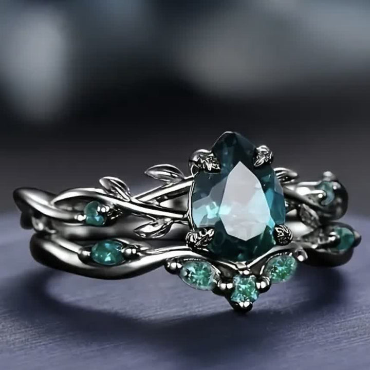 FREE Today:  Lucky Stone Aquamarine Leaf Engagement Ring Set - image 14
