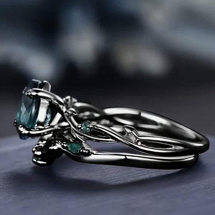 FREE Today:  Lucky Stone Aquamarine Leaf Engagement Ring Set - image 15