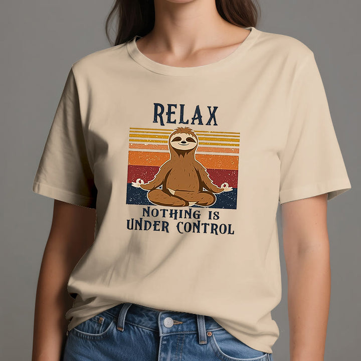 Olivenorma Relaxed Sloth Retro Cotton T-Shirt - image 3