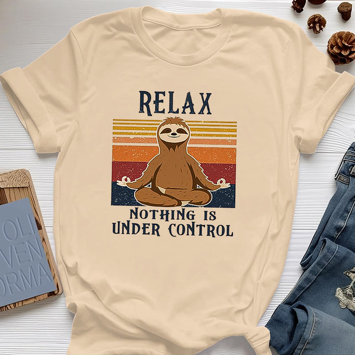 Olivenorma Relaxed Sloth Retro Cotton T-Shirt - Yellow - 2XL - image 2