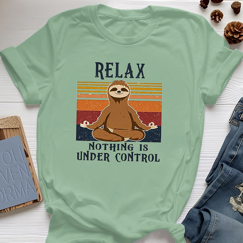 Olivenorma Relaxed Sloth Retro Cotton T-Shirt - Light Green - 2XL - image 0