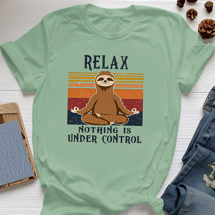 Olivenorma Relaxed Sloth Retro Cotton T-Shirt - Light Green - 2XL - image 0
