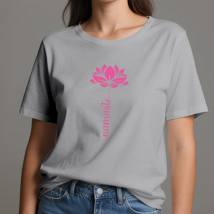 Olivenorma Namaste Lotus Yoga Cotton T-Shirt - image 6
