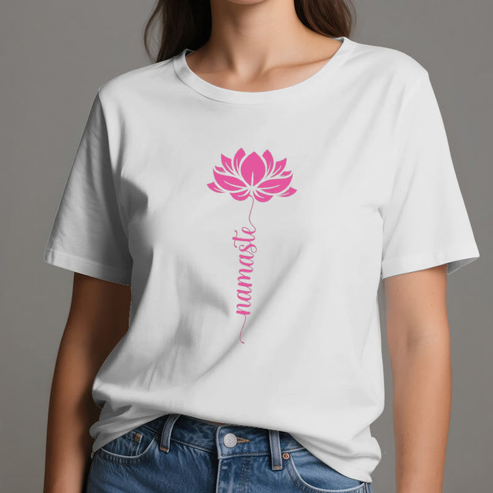 Olivenorma Namaste Lotus Yoga Cotton T-Shirt - image 1