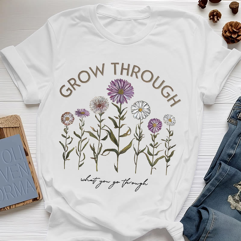 Olivenorma Grow Through Floral Graphic T-Shirt - White - 2XL - image 4